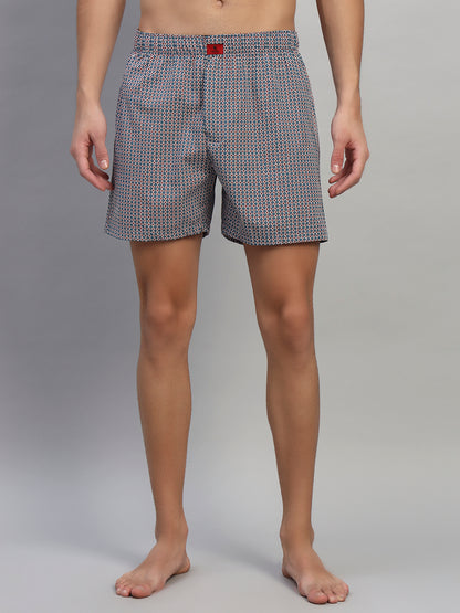 Men's Printed Blue Regular Fit Casual Boxer