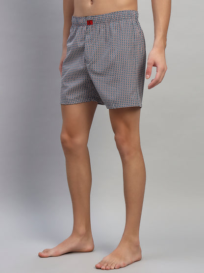 Men's Printed Blue Regular Fit Casual Boxer