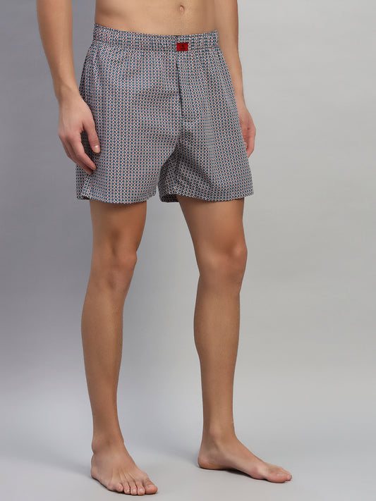 Men's Printed Blue Regular Fit Casual Boxer