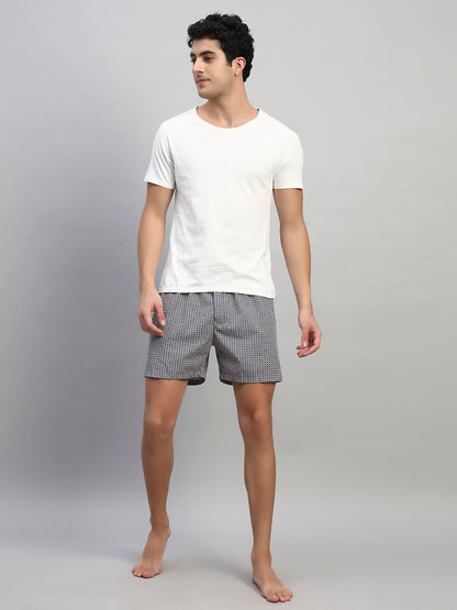 Men's Printed Blue Regular Fit Casual Boxer