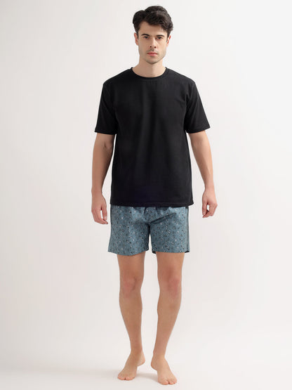 Men's Sage-Green Regular Fit Printed Boxer