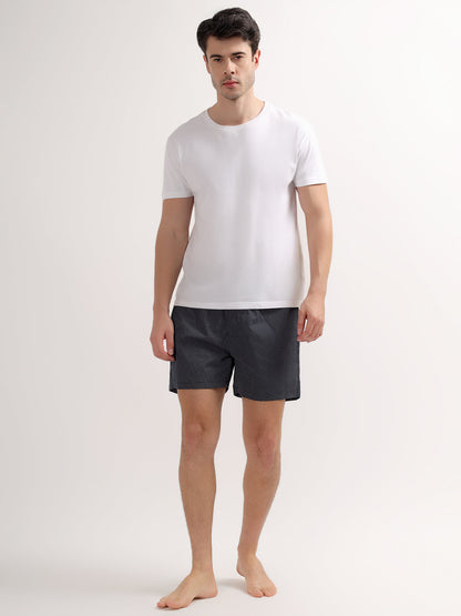 Men's Navy Blue Regular Fit Printed Boxer