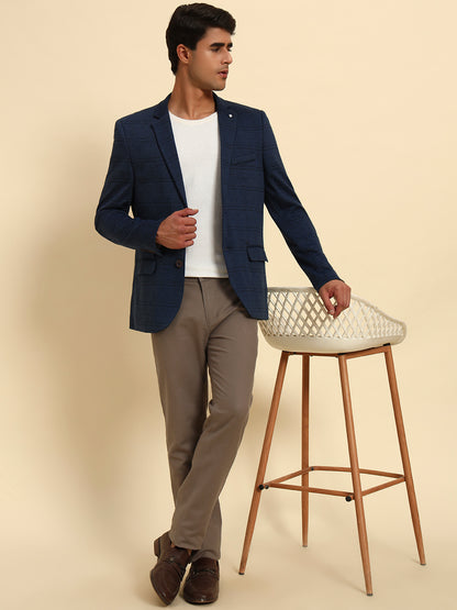 Blazer for Men | Premium Casual Blazer Slim Fit Notched Collar Terry Rayon Fabric Checkered Pattern