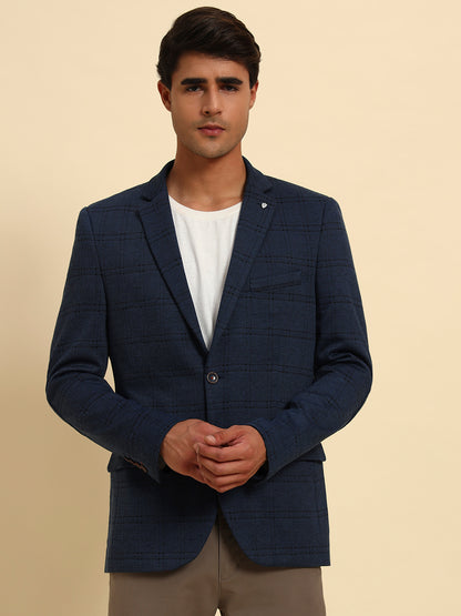 Blazer for Men | Premium Casual Blazer Slim Fit Notched Collar Terry Rayon Fabric Checkered Pattern