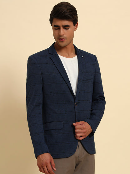 Blazer for Men | Premium Casual Blazer Slim Fit Notched Collar Terry Rayon Fabric Checkered Pattern