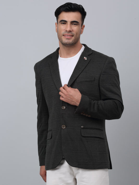 Blazer for Men | Premium Casual Blazer Slim Fit Notched Collar Terry Rayon Fabric Checkered Pattern