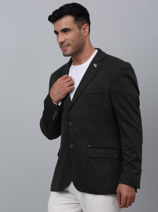 Blazer for Men | Premium Casual Blazer Slim Fit Notched Collar Terry Rayon Fabric Checkered Pattern