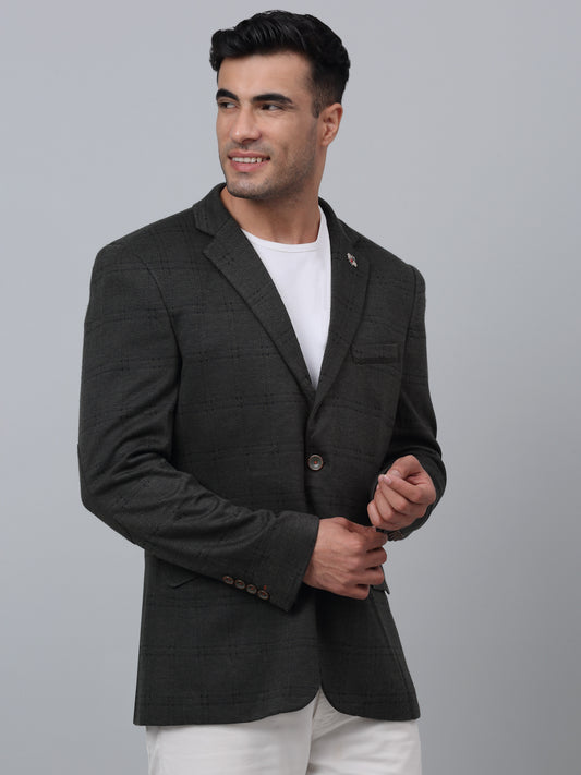 Blazer for Men | Premium Casual Blazer Slim Fit Notched Collar Terry Rayon Fabric Checkered Pattern