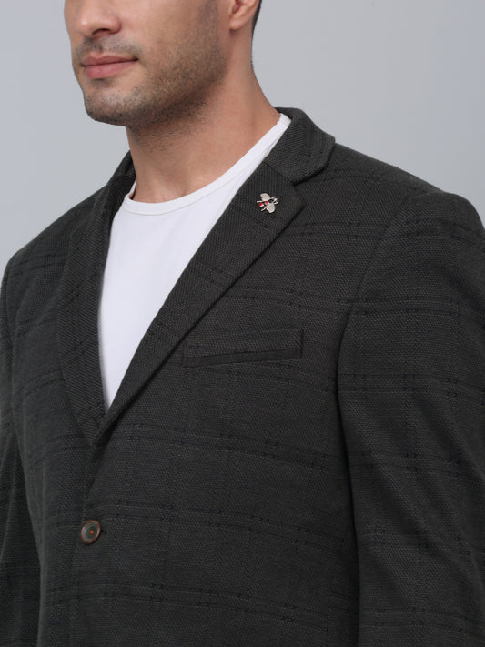 Blazer for Men | Premium Casual Blazer Slim Fit Notched Collar Terry Rayon Fabric Checkered Pattern