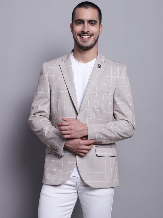 Cantabil Men Beige Casual Blazer (7143976894603)