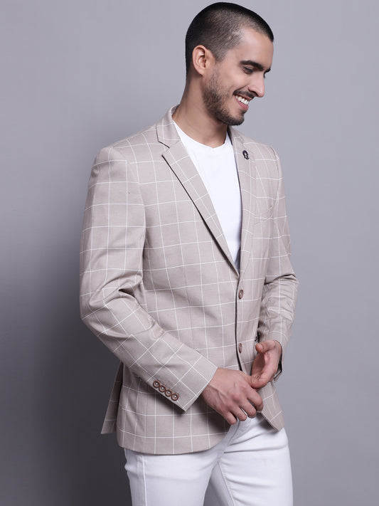 Cantabil Men Beige Casual Blazer (7143976894603)