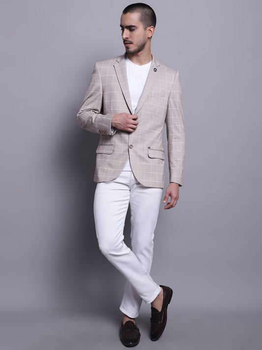Cantabil Men Beige Casual Blazer (7143976894603)