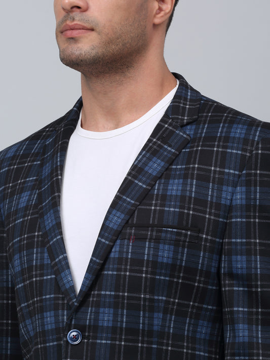 Blazer for Men | Premium Casual Blazer Slim Fit Notched Collar Terry Rayon Fabric Checkered Pattern