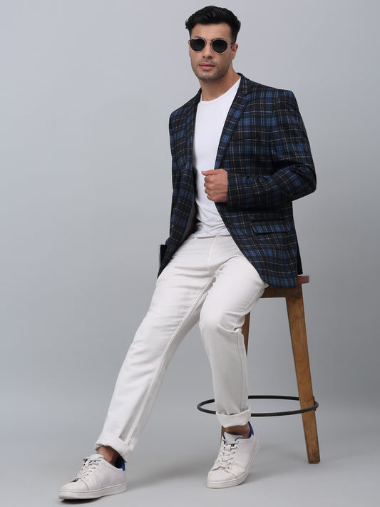 Blazer for Men | Premium Casual Blazer Slim Fit Notched Collar Terry Rayon Fabric Checkered Pattern