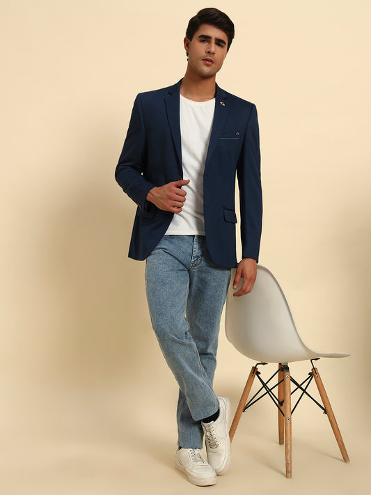 Blazer for Men | Premium Casual Blazer Slim Fit Notched Collar Terry Rayon Fabric Solid Pattern