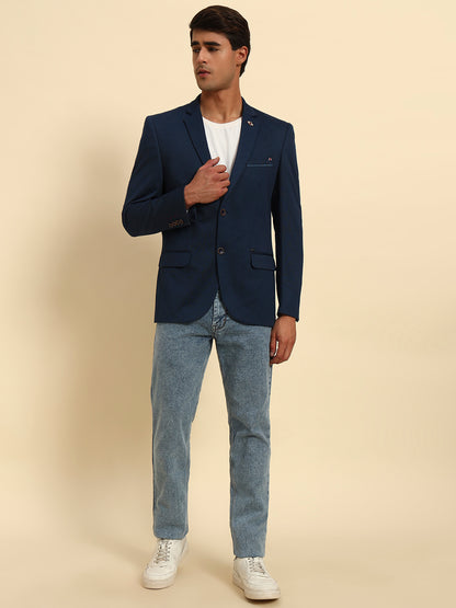 Blazer for Men | Premium Casual Blazer Slim Fit Notched Collar Terry Rayon Fabric Solid Pattern