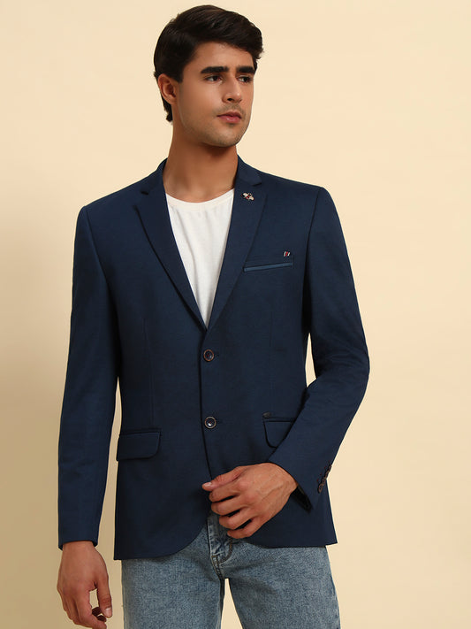 Blazer for Men | Premium Casual Blazer Slim Fit Notched Collar Terry Rayon Fabric Solid Pattern