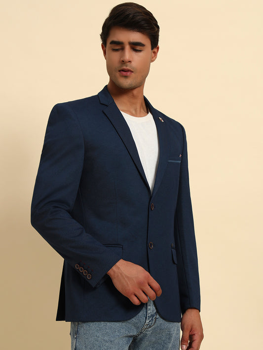 Blazer for Men | Premium Casual Blazer Slim Fit Notched Collar Terry Rayon Fabric Solid Pattern