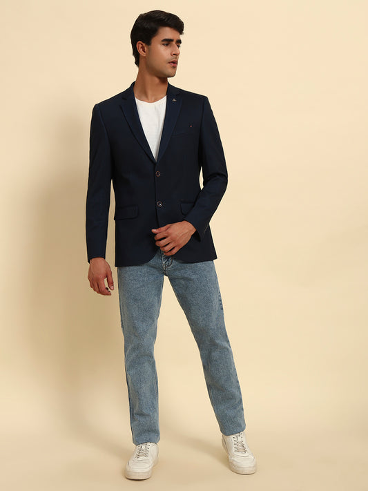 Blazer for Men | Premium Casual Blazer Slim Fit Notched Collar Terry Rayon Fabric Solid Pattern