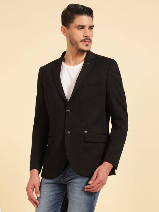 Blazer for Men | Premium Casual Blazer Slim Fit Notched Collar Terry Rayon Fabric Self Design Pattern