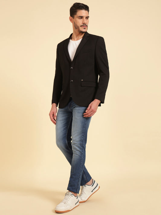 Blazer for Men | Premium Casual Blazer Slim Fit Notched Collar Terry Rayon Fabric Self Design Pattern