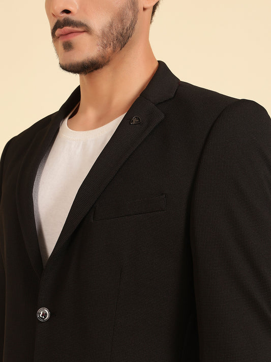 Blazer for Men | Premium Casual Blazer Slim Fit Notched Collar Terry Rayon Fabric Self Design Pattern