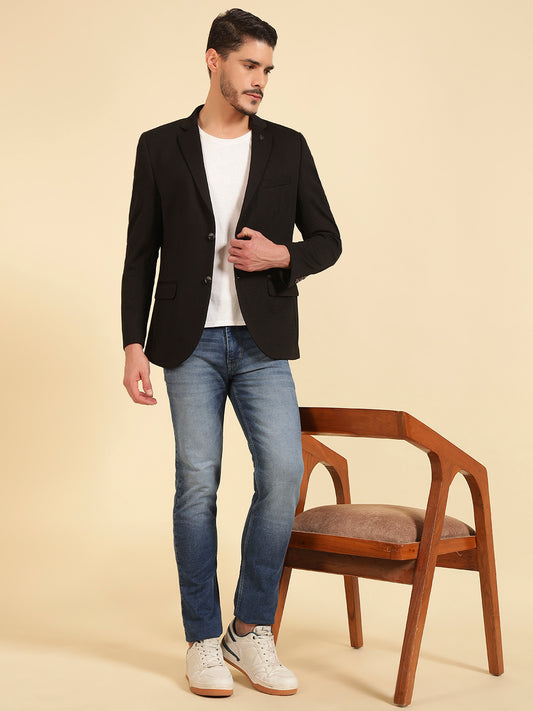 Blazer for Men | Premium Casual Blazer Slim Fit Notched Collar Terry Rayon Fabric Self Design Pattern
