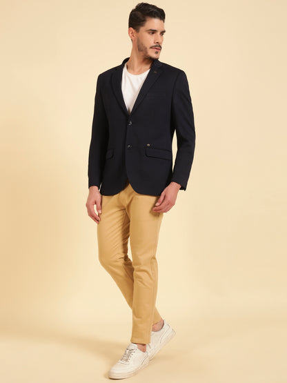 Blazer for Men | Premium Casual Blazer Slim Fit Notched Collar Terry Rayon Fabric Self Design Pattern