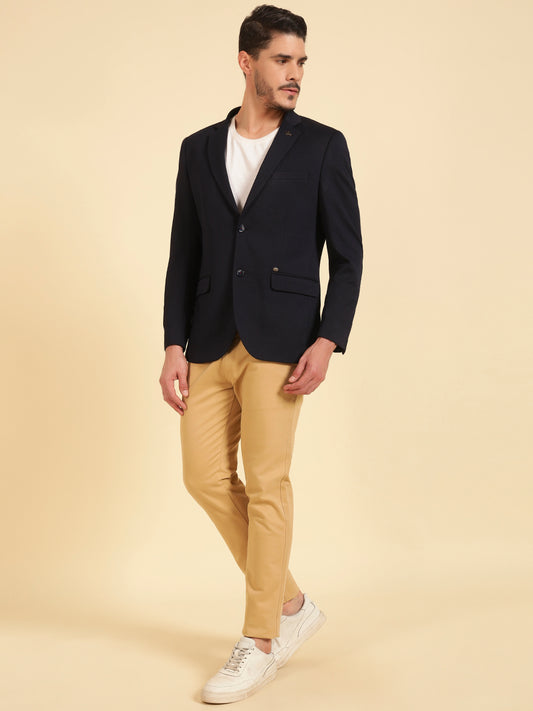 Blazer for Men | Premium Casual Blazer Slim Fit Notched Collar Terry Rayon Fabric Self Design Pattern