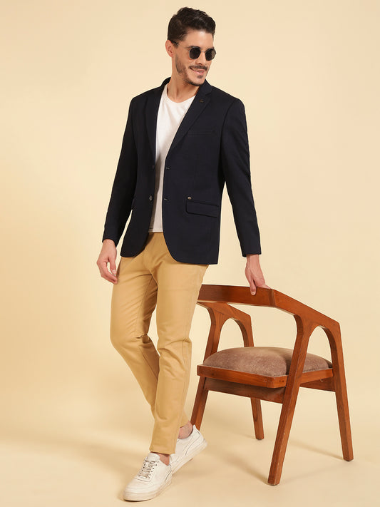 Blazer for Men | Premium Casual Blazer Slim Fit Notched Collar Terry Rayon Fabric Self Design Pattern