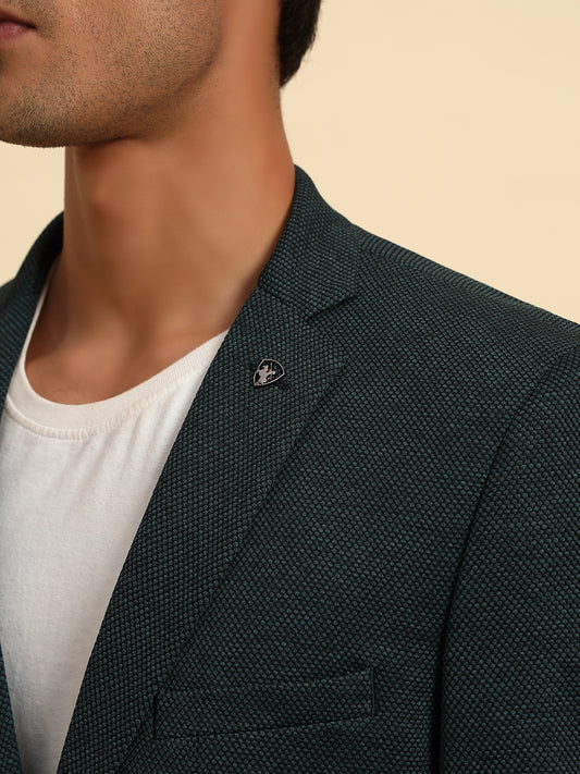 Blazer for Men | Premium Casual Blazer Slim Fit Notched Collar Terry Rayon Fabric Self Design Pattern