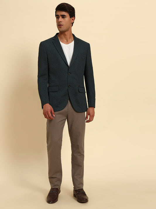Blazer for Men | Premium Casual Blazer Slim Fit Notched Collar Terry Rayon Fabric Self Design Pattern