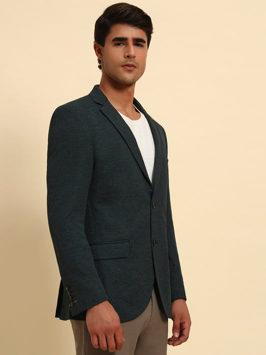 Blazer for Men | Premium Casual Blazer Slim Fit Notched Collar Terry Rayon Fabric Self Design Pattern