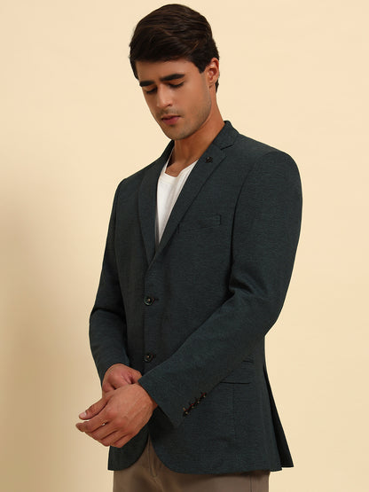 Blazer for Men | Premium Casual Blazer Slim Fit Notched Collar Terry Rayon Fabric Self Design Pattern