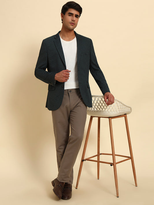 Blazer for Men | Premium Casual Blazer Slim Fit Notched Collar Terry Rayon Fabric Self Design Pattern