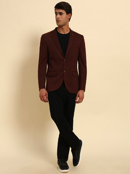 Rust Solid Slim Fit Winter Coat | Cantabil