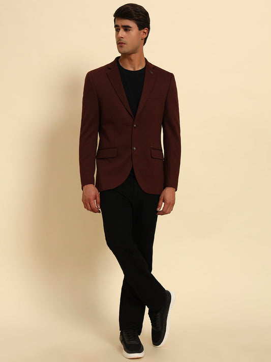 Rust Solid Slim Fit Winter Coat | Cantabil