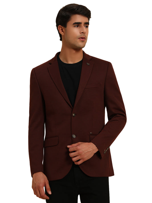 Rust Solid Slim Fit Winter Coat | Cantabil