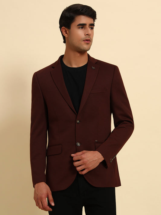 Rust Solid Slim Fit Winter Coat | Cantabil