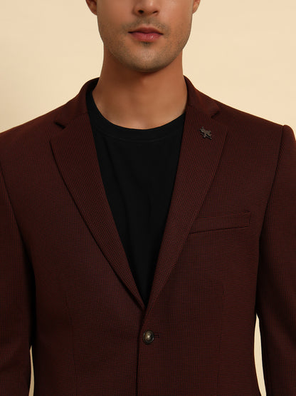 Rust Solid Slim Fit Winter Coat | Cantabil