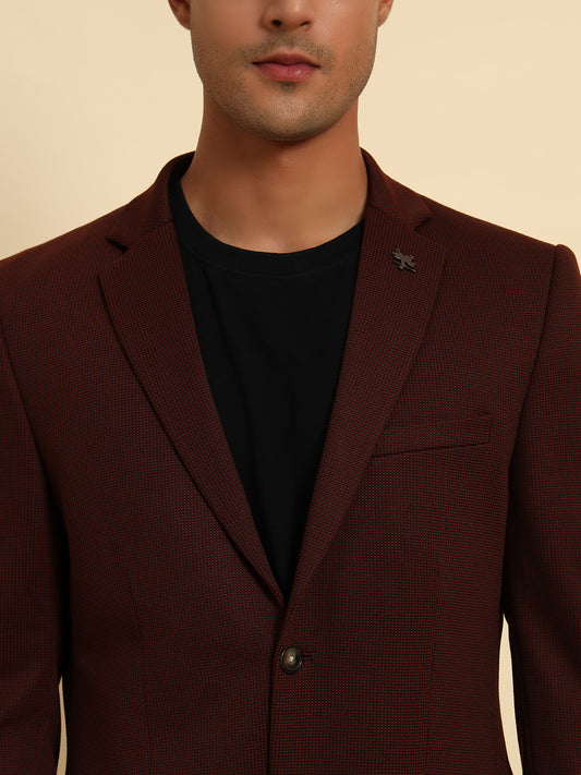 Rust Solid Slim Fit Winter Coat | Cantabil