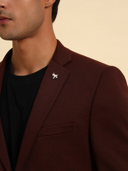 Rust Solid Slim Fit Winter Coat | Cantabil