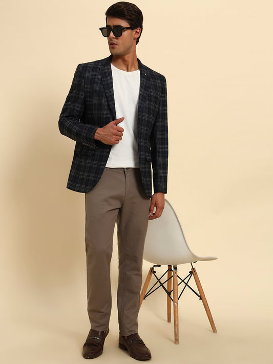 Blazer for Men | Premium Casual Blazer Slim Fit Notched Collar Terry Rayon Fabric Checkered Pattern
