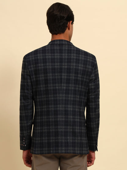 Blazer for Men | Premium Casual Blazer Slim Fit Notched Collar Terry Rayon Fabric Checkered Pattern