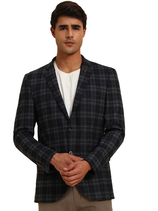 Blazer for Men | Premium Casual Blazer Slim Fit Notched Collar Terry Rayon Fabric Checkered Pattern
