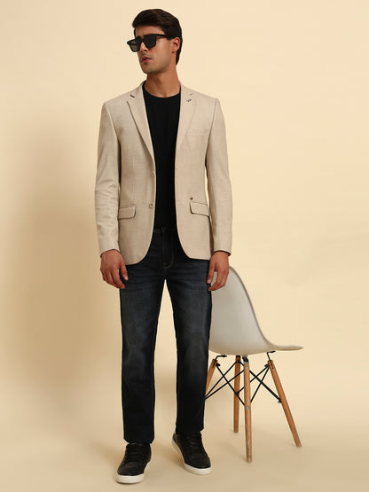 Blazer for Men | Premium Casual Blazer Slim Fit Notched Collar Terry Rayon Fabric Self Design Pattern