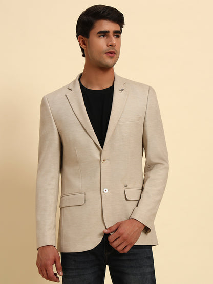 Blazer for Men | Premium Casual Blazer Slim Fit Notched Collar Terry Rayon Fabric Self Design Pattern