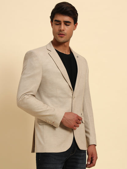 Blazer for Men | Premium Casual Blazer Slim Fit Notched Collar Terry Rayon Fabric Self Design Pattern