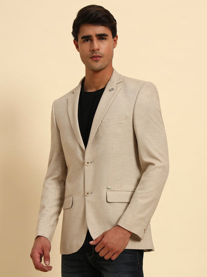 Blazer for Men | Premium Casual Blazer Slim Fit Notched Collar Terry Rayon Fabric Self Design Pattern