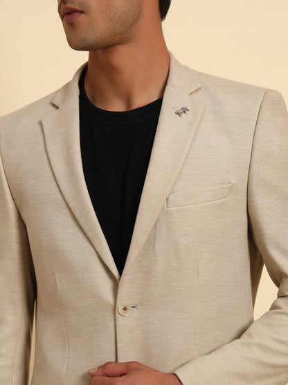 Blazer for Men | Premium Casual Blazer Slim Fit Notched Collar Terry Rayon Fabric Self Design Pattern